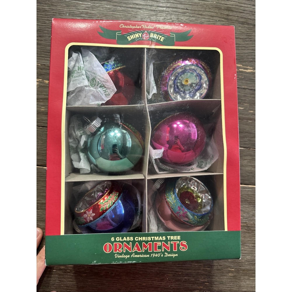 Shiny Brite Christmas Confetti 6 Count 3.25" Decorated Reflector Rounds‎ 4028014